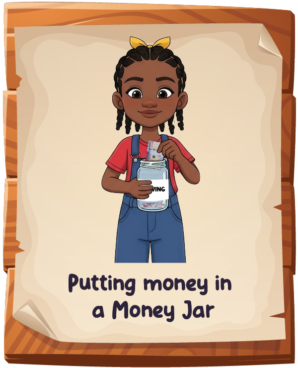 Putting money in a Money Jar
